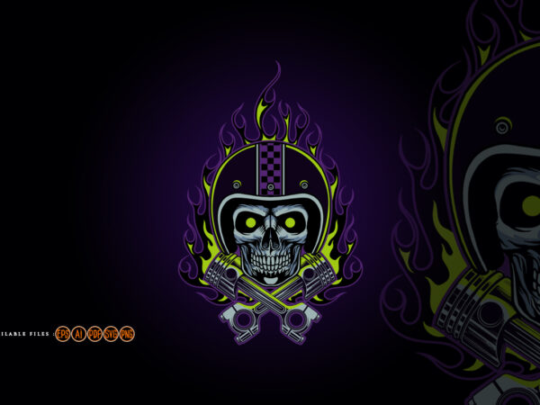 Flame skull mechanic bikers racer mascot t shirt graphic design Flame skull mechanic bikers racer mascot t shirt graphic design