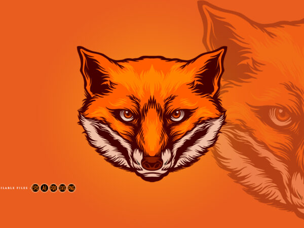 Head foxy sport mascot logo illustrations graphic t shirt