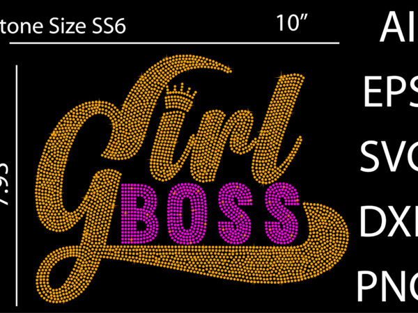 Girl boss rhinestone t-shirt design
