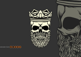 King Skull Barber Mascot Illustrations