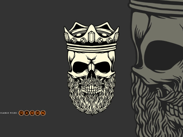 King skull barber mascot illustrations t shirt vector art