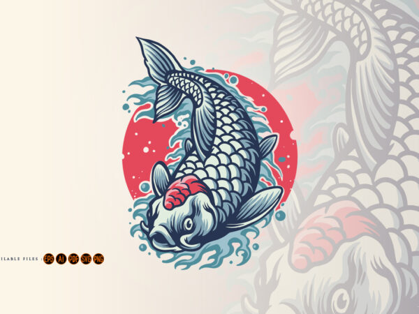 Koi fish japan logo mascot illustrations t shirt vector art
