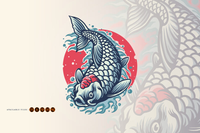 Koi fish Japan logo mascot illustrations