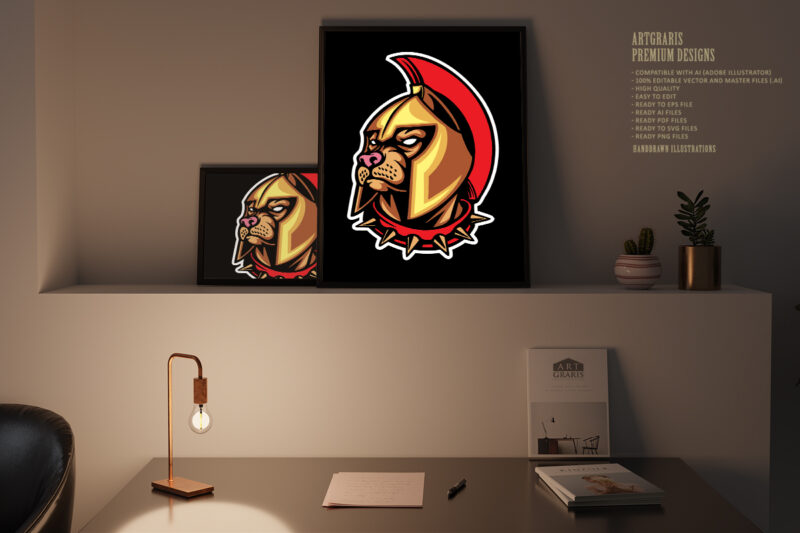 Spartan Knight Angry Bulldog Mascot Logo