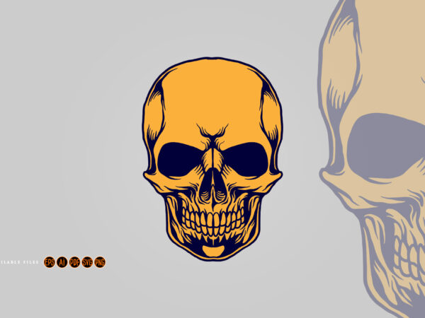 Skull head simple illustrations t shirt template vector