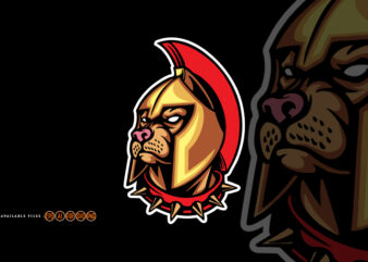 Spartan Knight Angry Bulldog Mascot Logo t shirt template vector