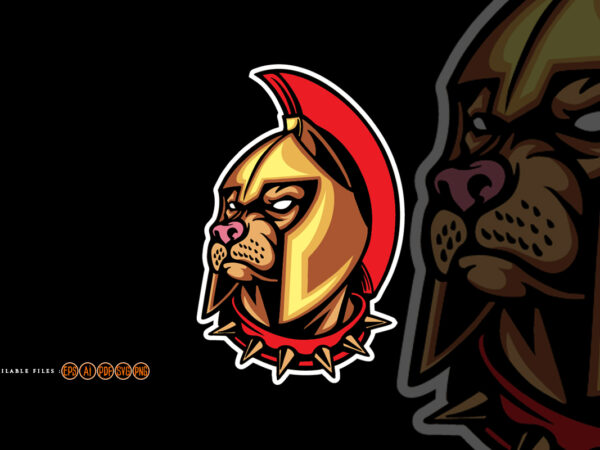 Spartan knight angry bulldog mascot logo t shirt template vector