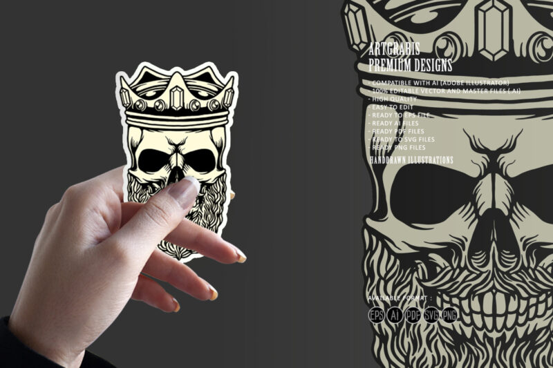 King Skull Barber Mascot Illustrations