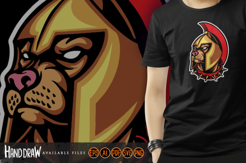 Spartan Knight Angry Bulldog Mascot Logo