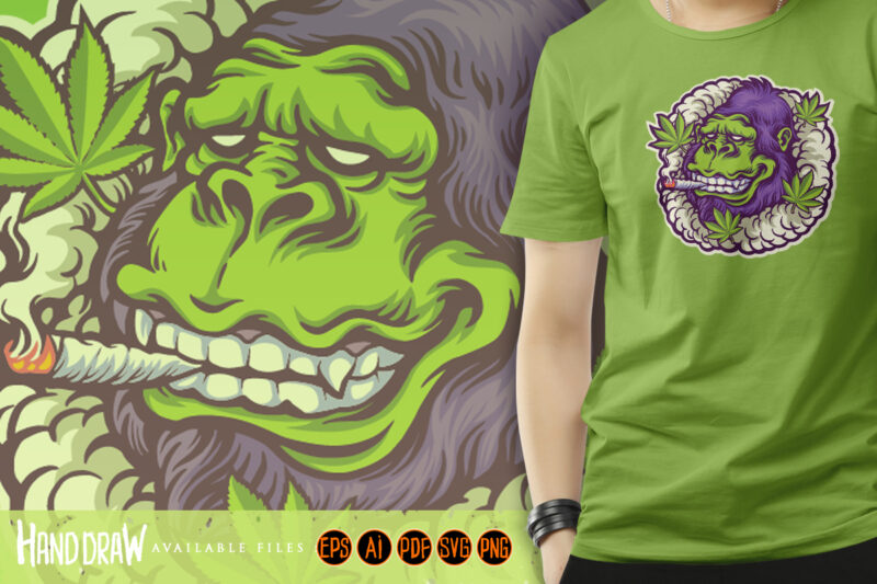 Gorilla smoke weed Cannabis logo mascot