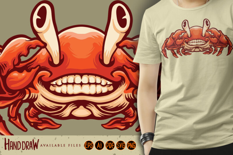 Smiling Crab mascot cartoon style