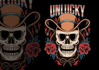 Cowboy skull illustration for t-shirt