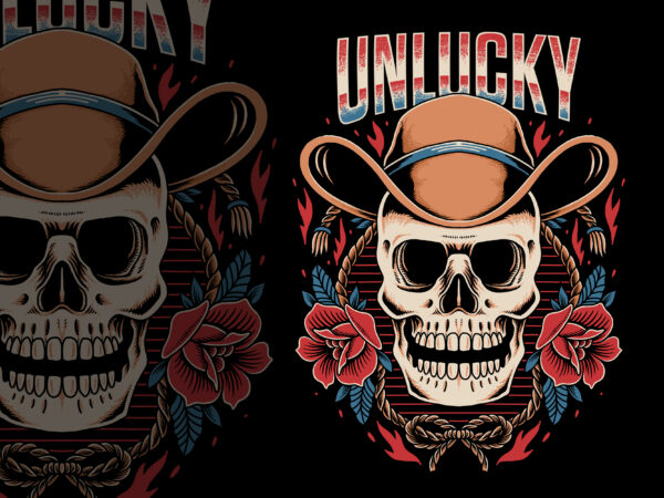 Cowboy skull illustration for t-shirt