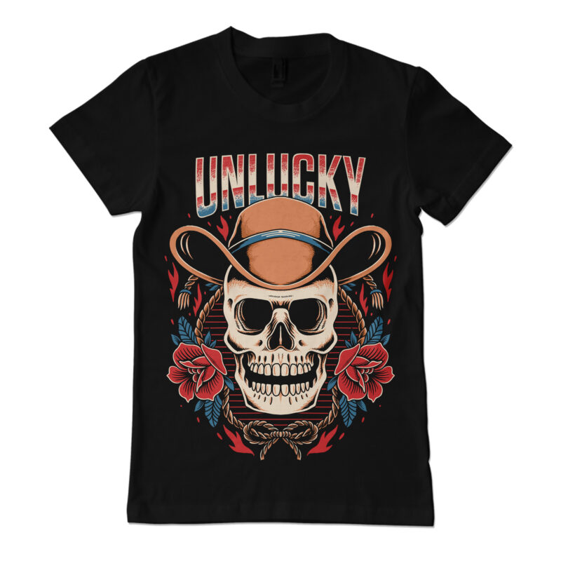 Cowboy skull illustration for t-shirt