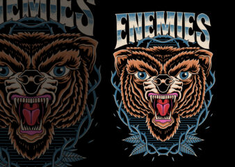 Enemies bear illustration for t-shirt