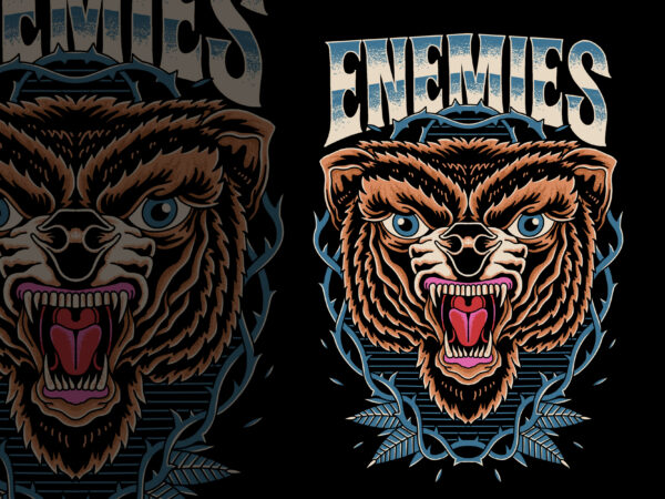 Enemies bear illustration for t-shirt