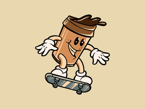 Skateboarding coffee t shirt template vector