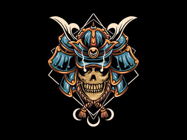 Skull samurai t shirt template vector