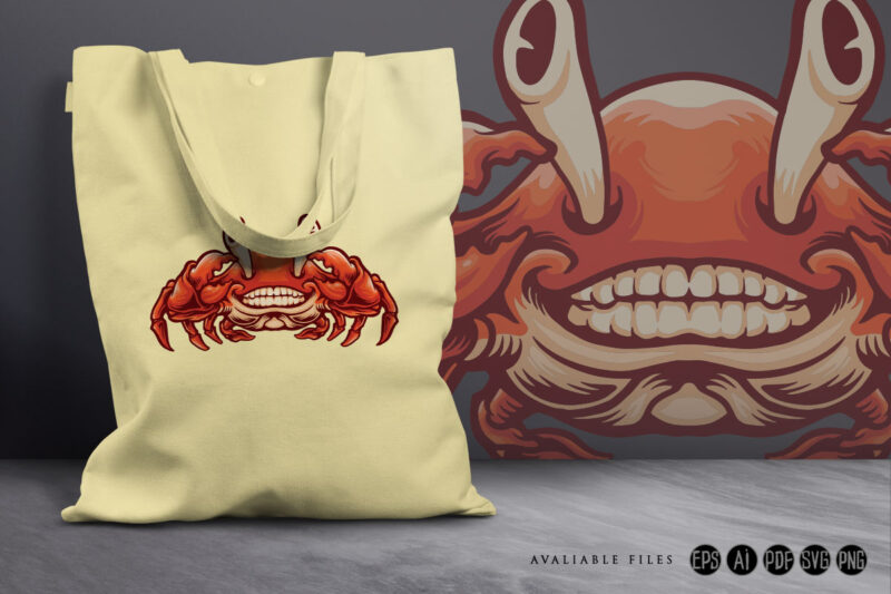 Smiling Crab mascot cartoon style
