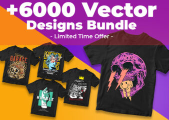 Massive t-shirt design bundle +6000 vector files for commercial use