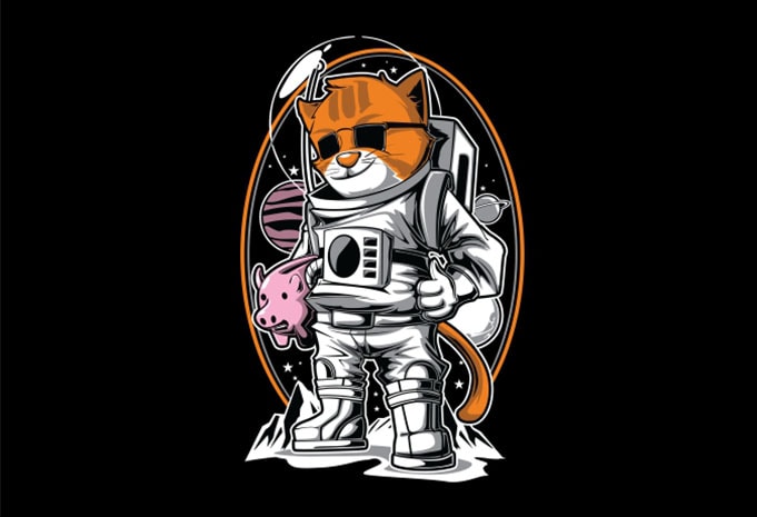 Catronaut – Cat Astronaut T-Shirt Design tshirt-factory.com
