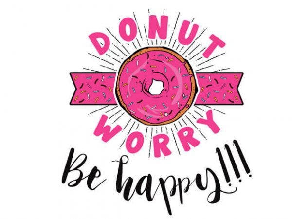 Donut Worry Be Happy T-Shirt Drôle ne Homme Baseball