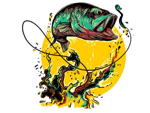 Fly fishing graphic t-shirt design
