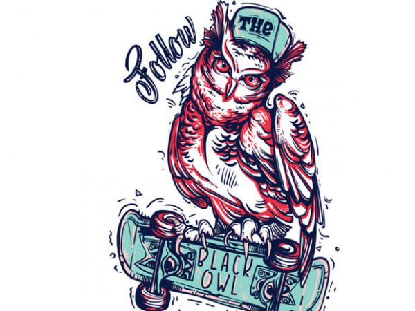 Follow the black owl buy t shirt design artwork
