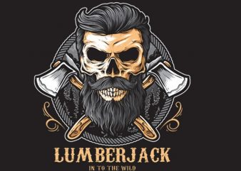 Skull Lumberjack vector t shirt design for download