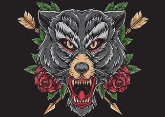 wolf tattoo graphic t-shirt design