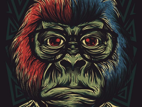 Nerd monkey vector t-shirt design template