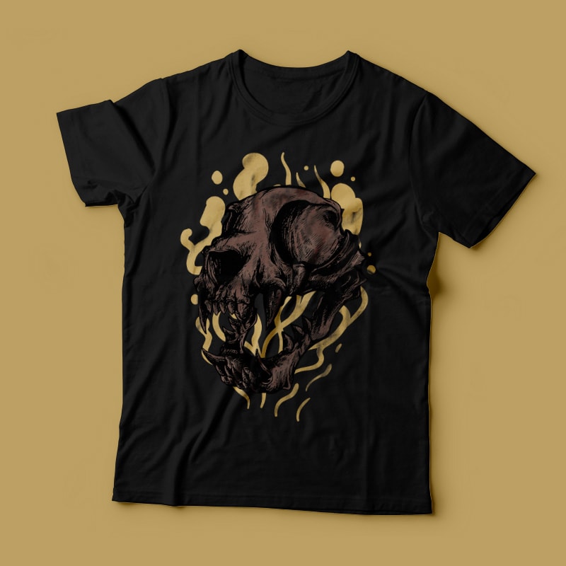 The Cat Skull t shirt design graphic