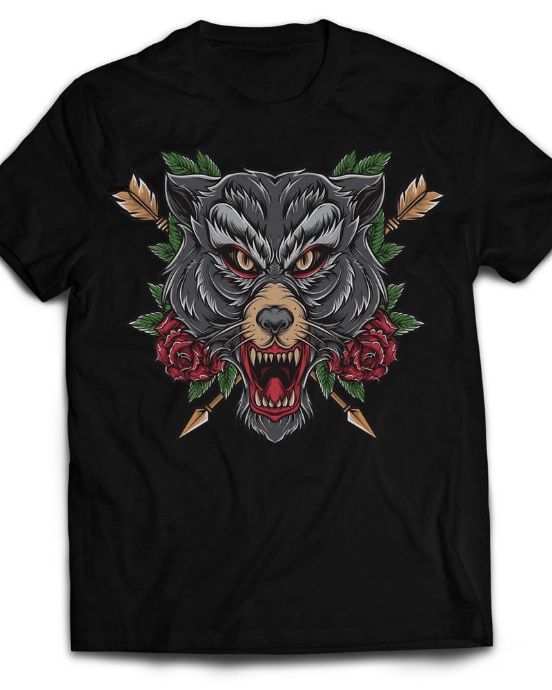 wolf tattoo tshirt design for merch by amazon